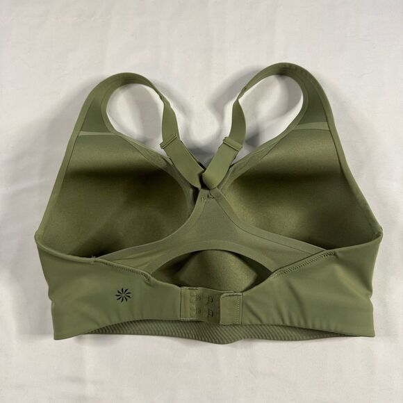 Athleta Advance Olive Green Sports Bra Mesh Back sz 32DD Gym Molded High Impact - Picture 5 of 5